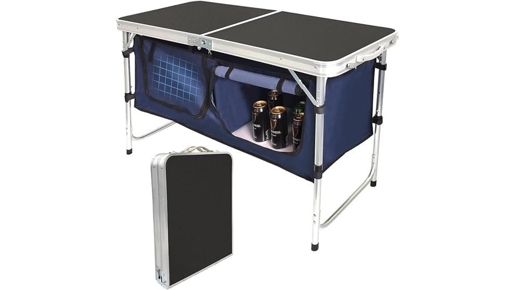 folding camping table with storage